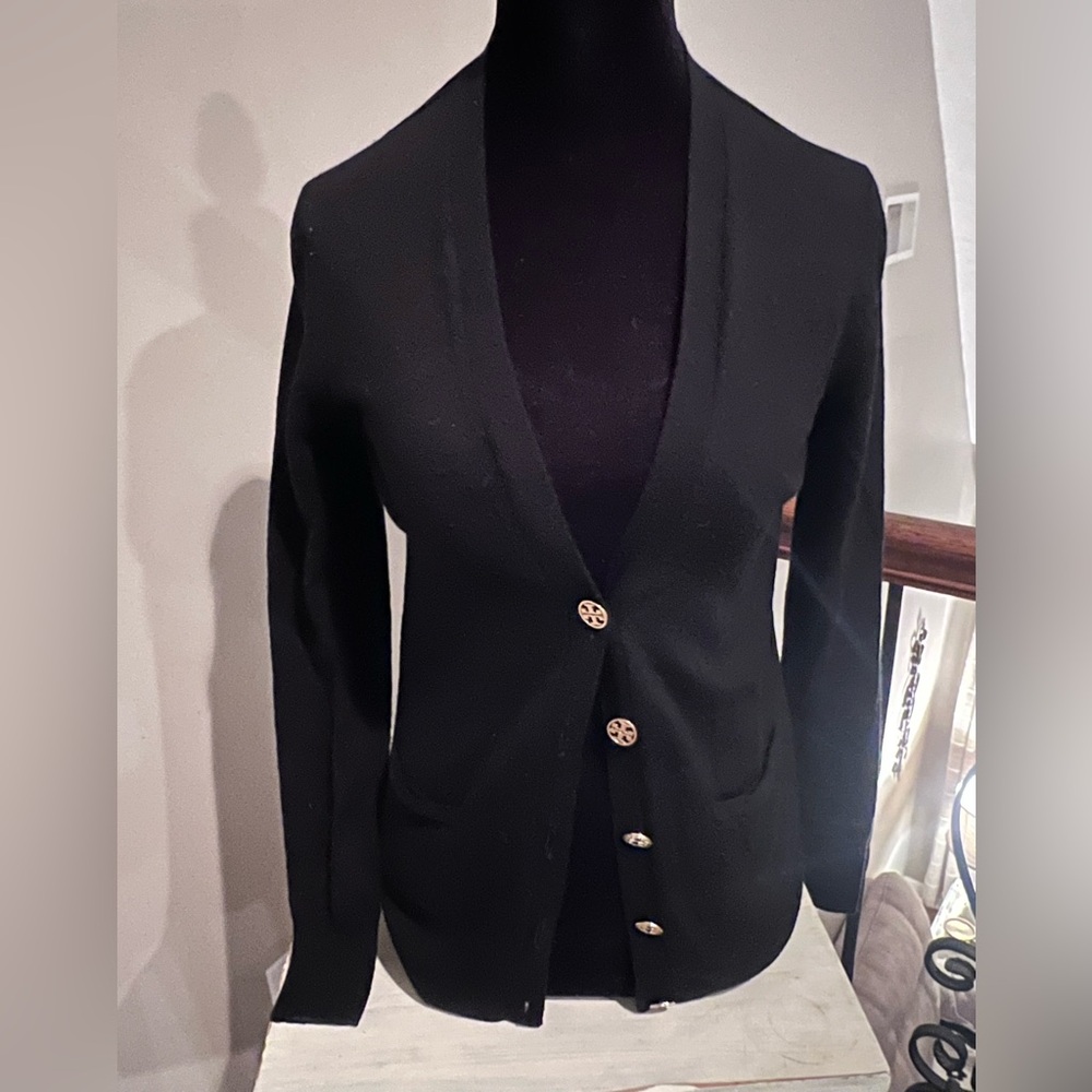 Black Cardigan with Gold Buttons